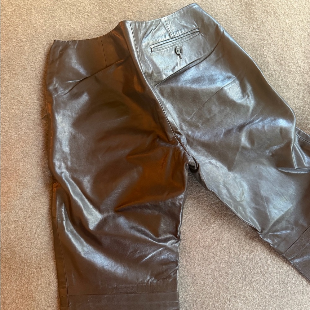 Theory dark brown 100% Leather pants